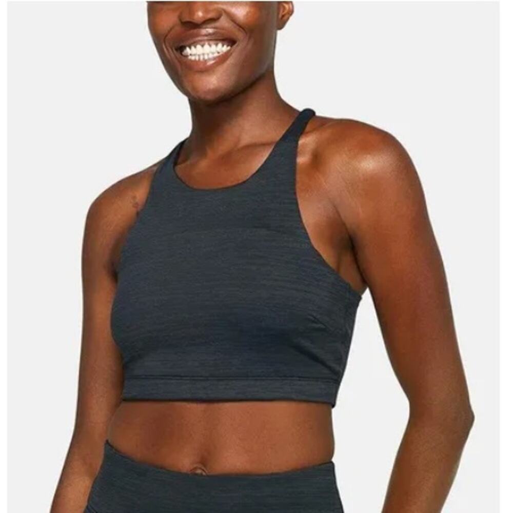 Outdoor Voices Tech Sweat Crop Top Women's Size Small Charcoal Gray Scoop Neck